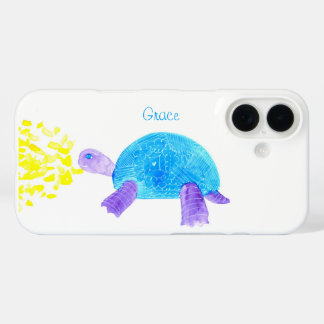 Coques iPhone 16 Aquarelle de petite tortue souriante