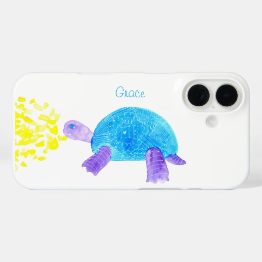 Coques Case-Mate iPhone Aquarelle de petite tortue souriante (Verso (horizontal))