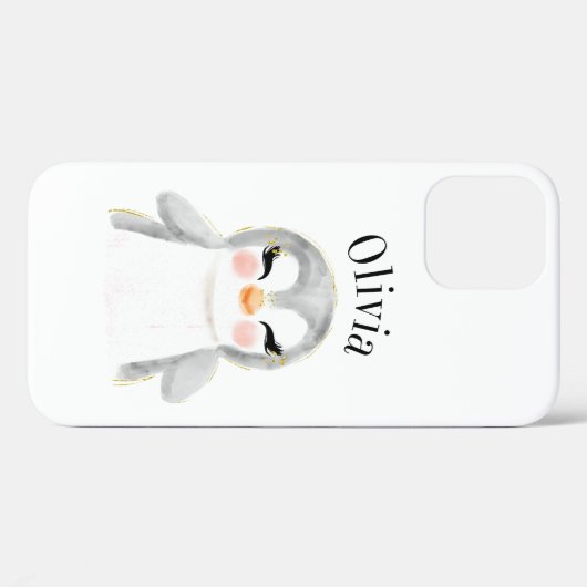 Coques Case-Mate iPhone Aquarelle de pingouin Nom moderne (Verso (horizontal))