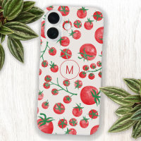 Aquarelle de tomate Monogramme méditerranéen initi