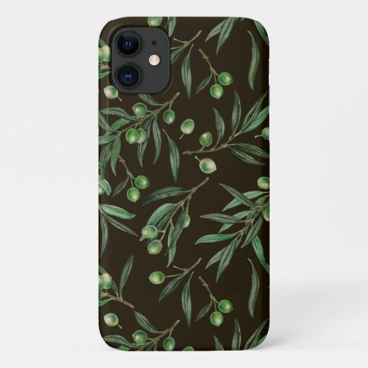 Coques Case-Mate iPhone Aquarelle des branches d'olive en noir (Dos)