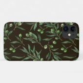 Coques Case-Mate iPhone Aquarelle des branches d'olive en noir (Dos (Horizontal))