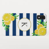 Coques Case-Mate iPhone Aquarelle d'été Monogramme de citron d'été (Dos (Horizontal))
