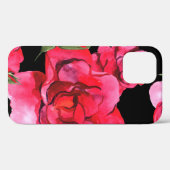 Coques Case-Mate iPhone Aquarelle douce rouge et rose sur noir (Verso (horizontal))