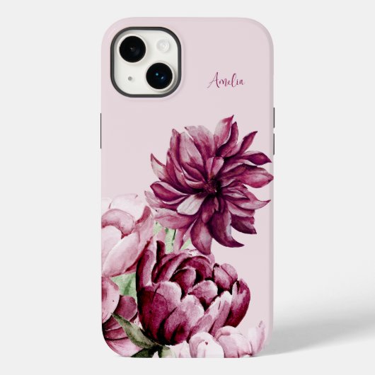 Coques Case-Mate iPhone Aquarelle Dreamy Peonies rose pâle Personnalisé (Verso)