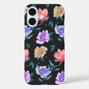 Coques iPhone 16 Aquarelle du jardin de minuit Floral