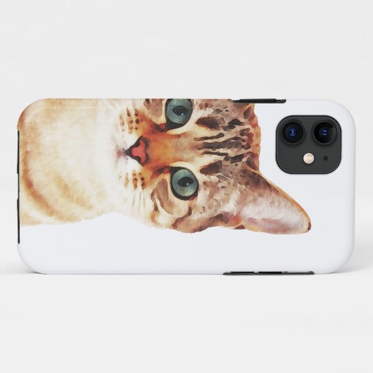 Coques Case-Mate iPhone Aquarelle du visage de chat (Dos (Horizontal))
