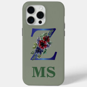 Coque iPhone 15 Pro Max aquarelle élégante d'un bouquet floral rouge et bl