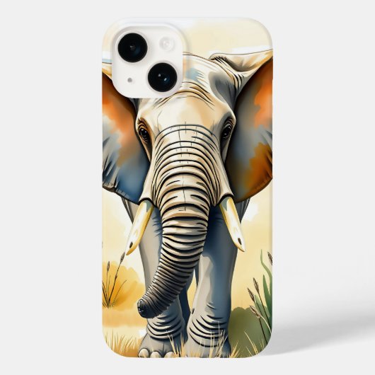 Coques Case-Mate iPhone Aquarelle Eléphant Gros plan (Verso)