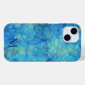 Coques Case-Mate iPhone Aquarelle encre bleu et or + monogramme (Verso (horizontal))