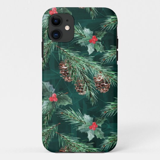 Coques Case-Mate iPhone Aquarelle Épinette de Noël aux cônes (Dos)