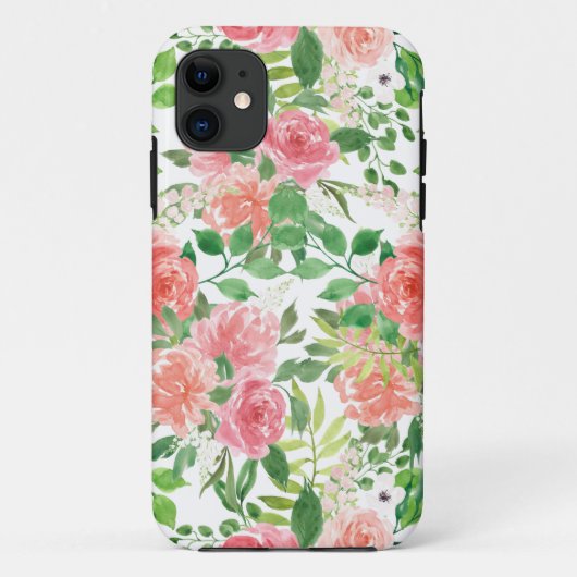 Coques Case-Mate iPhone aquarelle ferme jardin rose (Dos)