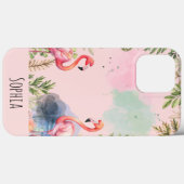 Coques Case-Mate iPhone Aquarelle Flamant rose mignon Personnalisé (Verso (horizontal))