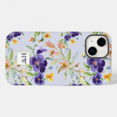 Coques Case-Mate iPhone Aquarelle Fleur sauvage violet Monogramme (Verso (horizontal))