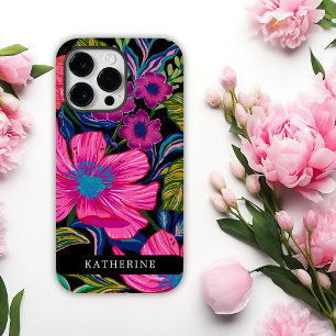 Coque Pour Pour iPhone 14 Pro Max Aquarelle fleurie et bleu botanique