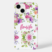Coques Case-Mate iPhone Aquarelle fleurie rose violet élégant (Verso)