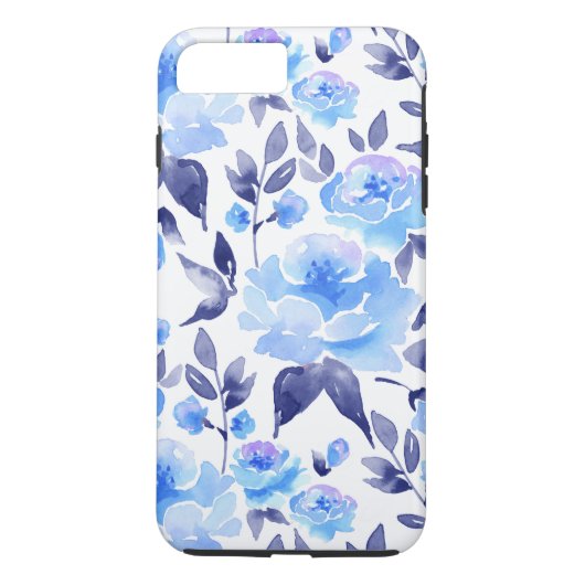 Coques Case-Mate iPhone Aquarelle fleurs bleues 2 (Dos)