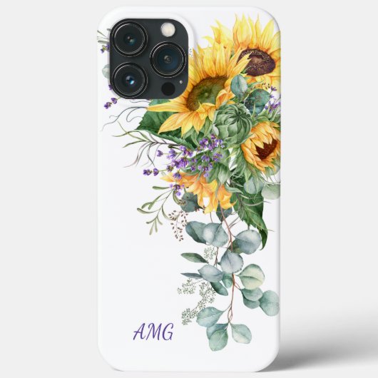 Coques Case-Mate iPhone Aquarelle Fleurs de soleil Eucalyptus Lavande Flor (Verso)