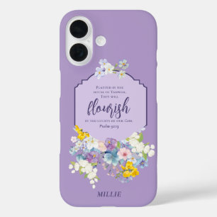 Coques iPhone 16 Aquarelle Fleurs Écriture Verse Personnalisé