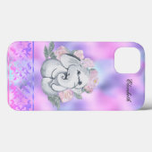 Coques Case-Mate iPhone Aquarelle Fleurs Éléphant Holographique (Verso (horizontal))
