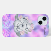 Coques Case-Mate iPhone Aquarelle Fleurs Éléphant Holographique (Verso (horizontal))