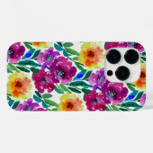 Coques Case-Mate iPhone Aquarelle Fleurs Maroon et Jaune (Verso (horizontal))