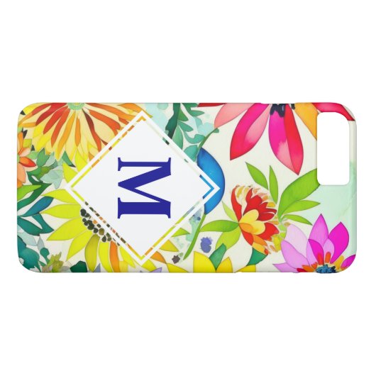 Coques Case-Mate iPhone Aquarelle Fleurs Monogrammes (Dos (Horizontal))