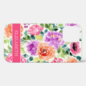 Coques Case-Mate iPhone Aquarelle Floral Imprimer Nom personnalisé (Verso (horizontal))
