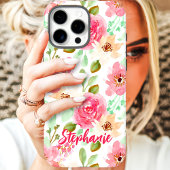 Coques Case-Mate iPhone Aquarelle Floral Rose Peach Nom personnalisé