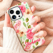 Coques Case-Mate iPhone Aquarelle Floral Rose Peach Nom personnalisé
