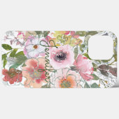 Coques Case-Mate iPhone Aquarelle Floral Rose rose Peach Sage Nom personna (Verso (horizontal))
