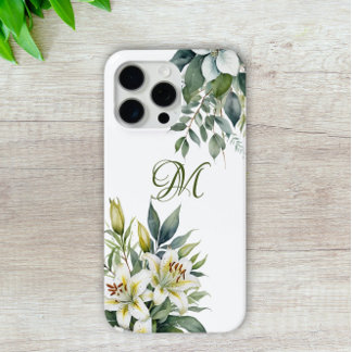 Coque iPhone 15 Pro Max Aquarelle florale asiatique Lily et Eucalyptus