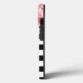 Coques Case-Mate iPhone Aquarelle Florale Bandes noir et blanc Monogramme (Verso / Gauche)