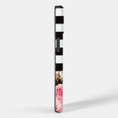 Coques Case-Mate iPhone Aquarelle Florale Bandes noir et blanc Monogramme (Verso / Droite)