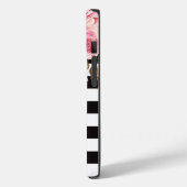 Coques Case-Mate iPhone Aquarelle Florale Bandes noir et blanc Monogramme (Verso / Gauche)