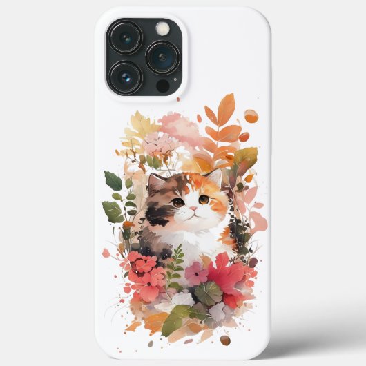 Coques Case-Mate iPhone Aquarelle Florale Chaton persan Folige vert (Verso)