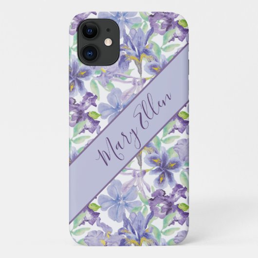 Coques Case-Mate iPhone Aquarelle florale de l'iris jaune violet (Dos)