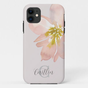 Case-Mate iPhone Case Aquarelle florale Élégante rose clair monogramme