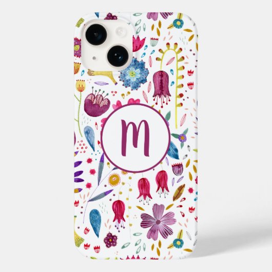 Coques Case-Mate iPhone Aquarelle florale monogramme (Verso)