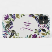 Coques Case-Mate iPhone Aquarelle Florale Monogramme Wreath (Dos (Horizontal))