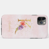 Coques Case-Mate iPhone Aquarelle Florale Nom du monogramme initial Lettre (Dos (Horizontal))