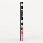 Coques Case-Mate iPhone Aquarelle Florale Nuances noir et blanc Monogramme (Dos/Droite)