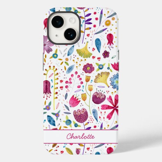 Coques Case-Mate iPhone Aquarelle florale personnalisée (Verso)