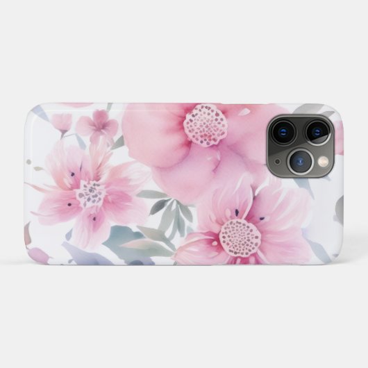 Coques Case-Mate iPhone Aquarelle florale rose (Dos (Horizontal))