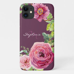 Case-Mate iPhone Case Aquarelle florale Rose rose cassis moderne