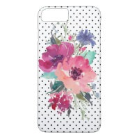 Aquarelle florale Rose sauvage sur Motif pointillé