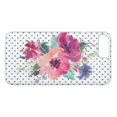 Coques Case-Mate iPhone Aquarelle florale Rose sauvage sur Motif pointillé (Dos (Horizontal))