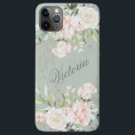 Case-Mate iPhone Case Aquarelle Florale Rose Vert Or Personnaliser<br><div class="desc">Feuilles or élégant avec des fleurs d'aquarelle rose vif sur un arrière - plan vert sauge. Ajoutez votre nom pour rendre ce cas de téléphone beau. Ce boîtier téléphonique est parfait pour vous. Si chic et sophistiqué. Zazzle garantit 100% service client et satisfaction.</div>