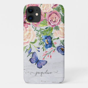 Case-Mate iPhone Case Aquarelle Florale Russe avec Script de papillon en
