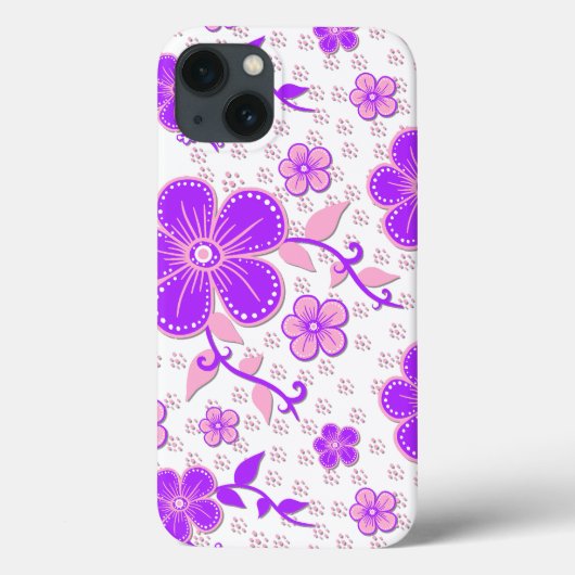 Coques Case-Mate iPhone Aquarelle florale simple impression violet et rose (Verso)